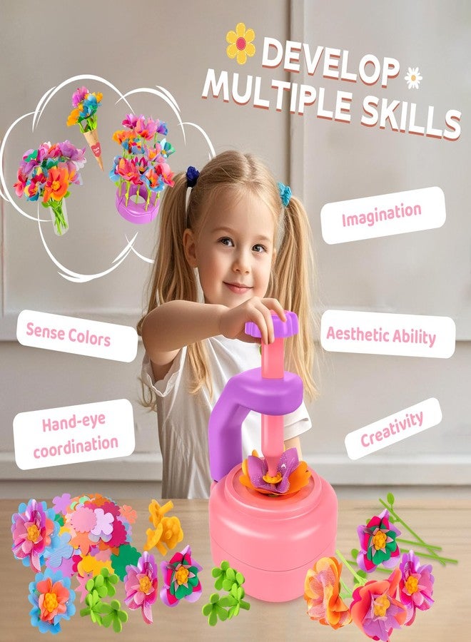 Cretargio Valentines Flower Making Kit - Valentines Day Gifts for Kids School Classroom - DIY Fabric Flower Bouquets Toys | Valentine's Arts & Crafts for 4 5 6 7 8 Year Toddler Girl - Image 3